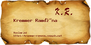 Kremmer Ramóna névjegykártya
